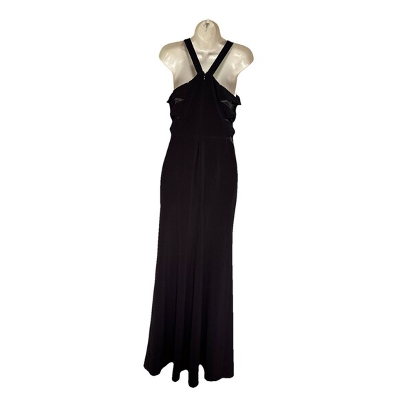 Halston Heritage Size 8  Black Crew Neck Long Dress Gown Cut Out $595 - Picture 6 of 15